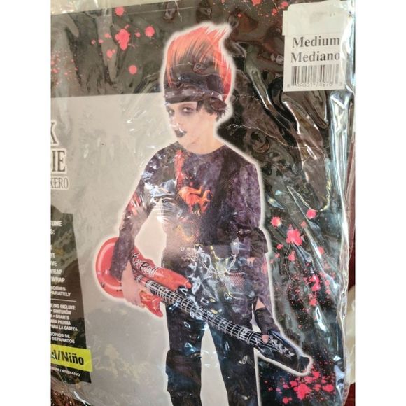 NEW ROCK ZOMBIE BOYS HALLOWEEN COSTUME SIZE MEDIUM 8/10 - Picture 2 of 5